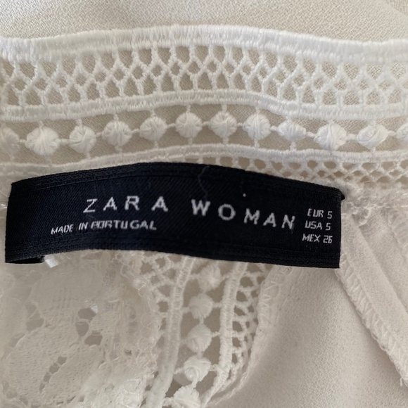 ZARA women white short sleeve peplum blouse with lace detail size S - Picture 7 of 7